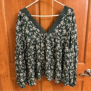 Green Floral Blouse